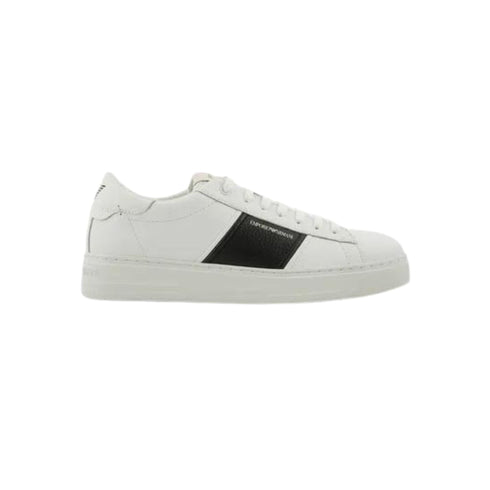 Emporio Armani Sneakers Sneakers Uomo con dettaglio logato in contrasto Bianco nero - Francavilla Moda
